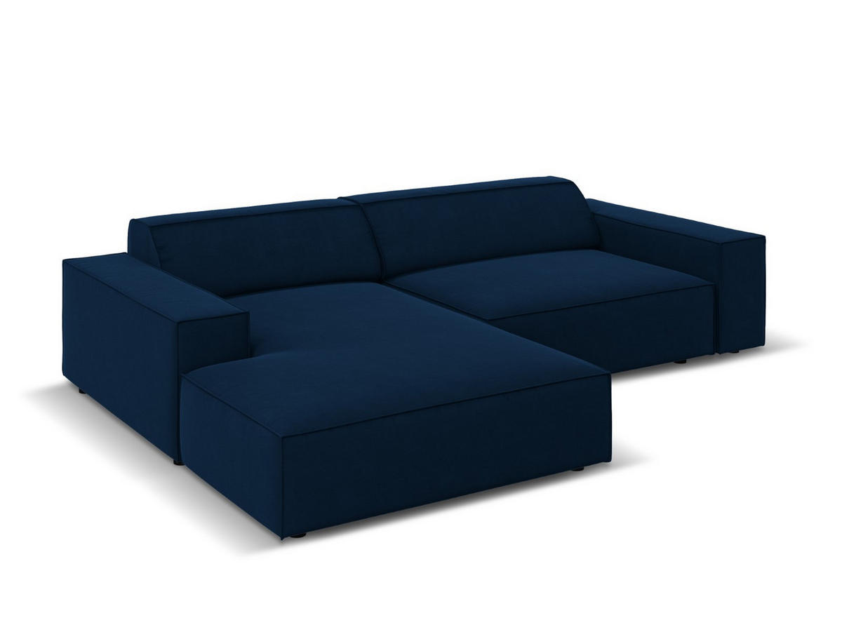 MODULARES-ECKSOFA links Jodie aus Samt königsblau 3 Sitzplätze - Blau, Textil (166/224cm) - Micadoni