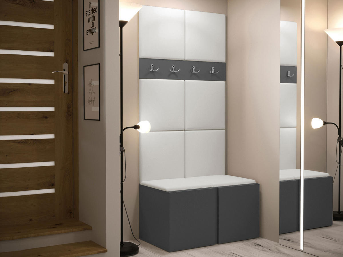 GARDEROBEN-SET Orion IV - Graphitfarben/Weiß, Holzwerkstoff/Kunststoff (84/186/46cm) - MIRJAN24