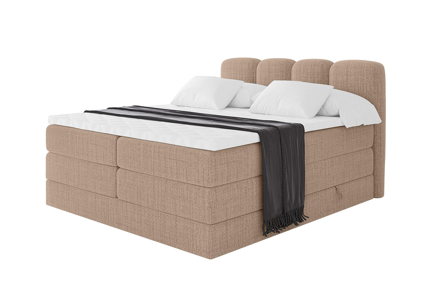 BOXBETT mit Matratze H3|H4 - NINA KING - 160x200 cm - Dunkelbeige - Cappuccino, Holzwerkstoff (160/200cm) - ALTDECOR
