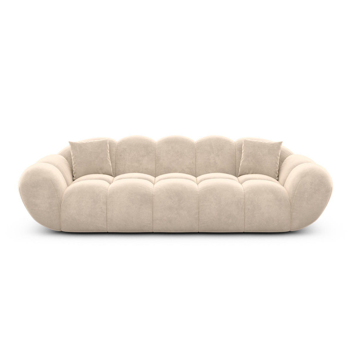 3-SITZER-SOFA Liva Creme Samtstoff - Creme, Textil (233/70/93cm) - VAROYAL