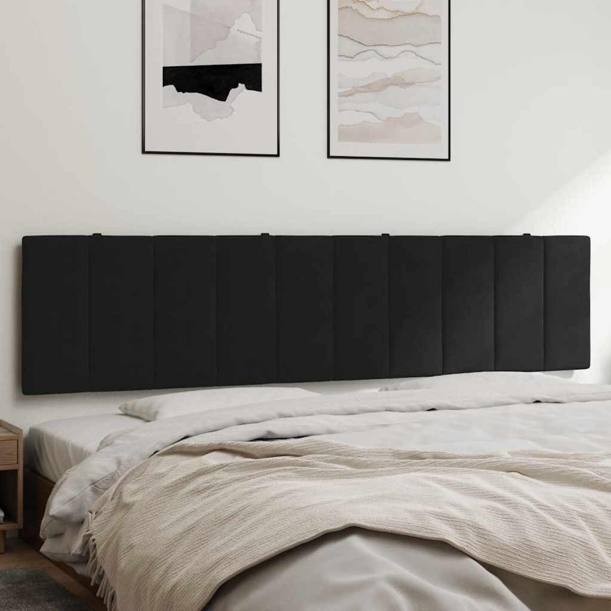KOPFTEIL-KISSEN Schwarz 200 Cm Samt - Schwarz, Naturmaterialen - vidaXL