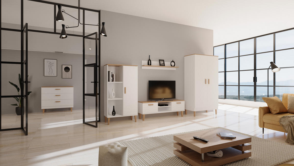 DREHTÜRENSCHRANK Denver - Weiß, Holzwerkstoff (100/184/55cm) - RAUMHIRSCH FURNITURE