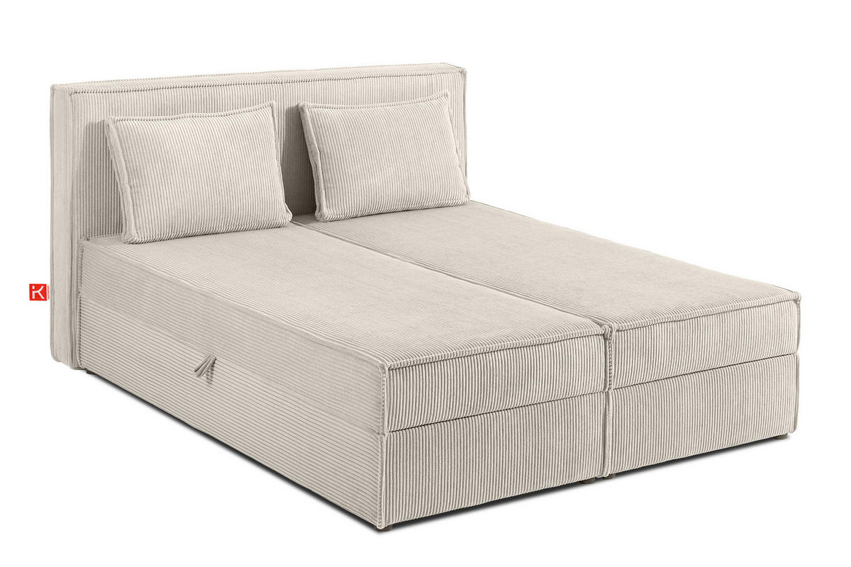 BOXSPRINGBETT ROTI mit Stauraum, cremefarben - Creme/Schwarz, Holz/Holzwerkstoff (140/200cm) - KONSIMO®