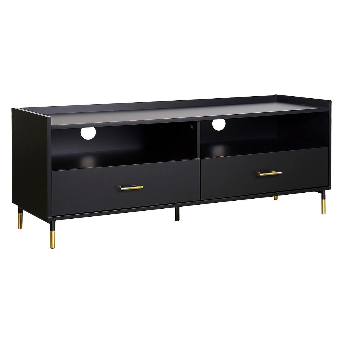 FERNSEHSCHRANK mit goldenen Beinen Tedy 120/40/46,7 cm - Schwarz, Holzwerkstoff (40/46.7/120cm) - Atmosphera Createur d´interieur