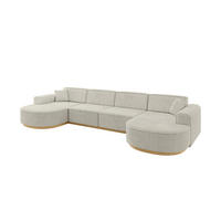 WOHNLANDSCHAFT MARI-U2-v2 - 388x171x83 cm Creme Cord - Hellgrau/Creme, Holzwerkstoff/Textil (388/83/171cm) - ALTDECOR