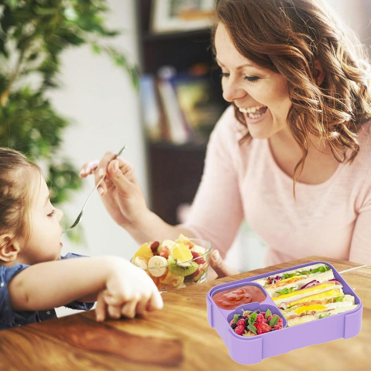 BROTDOSE Kinder mit Fächern 900ml Lila - Lila, Kunststoff (13/5/19cm)