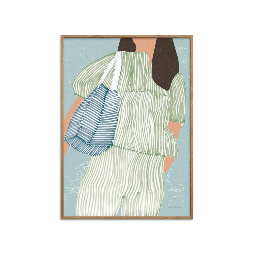 POSTER mit Rahmen Wild Apple - Striped ll - Eichefarben/Grün, Holz/Papier (30/40cm) - Poster&Frame