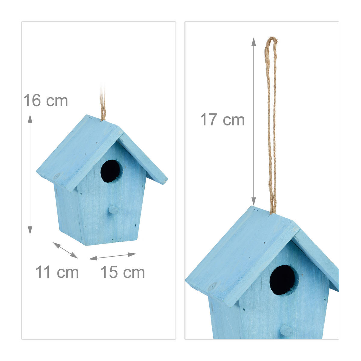 DEKO Vogelhaus - Hellblau, Holz (15/16/11cm) - Relaxdays