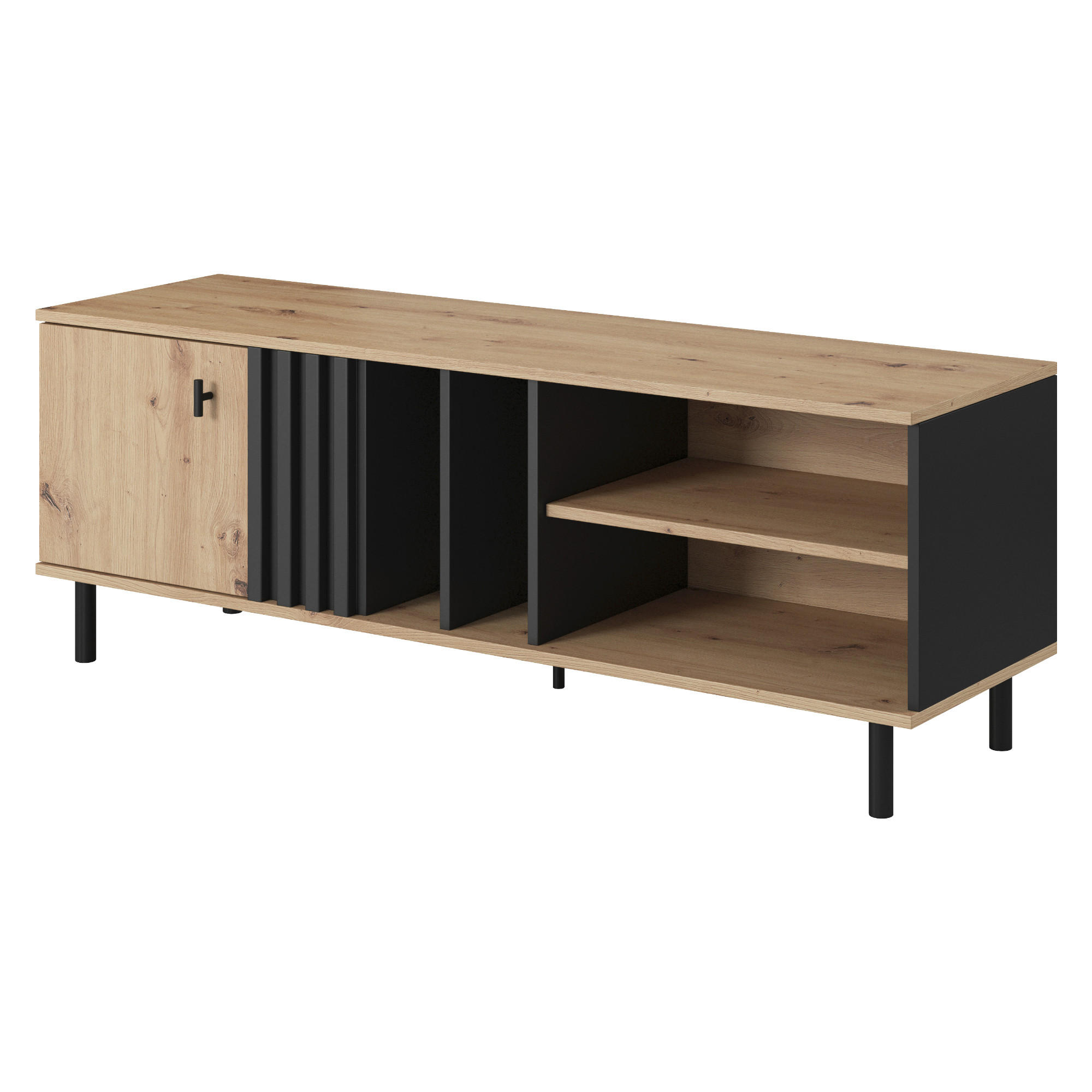 TV-ELEMENT MANDAL RTV1 MDF-Leiste Eiche Eiche - Eichefarben/Braun, Glas/Holzwerkstoff (138/49/40cm) - Komodee