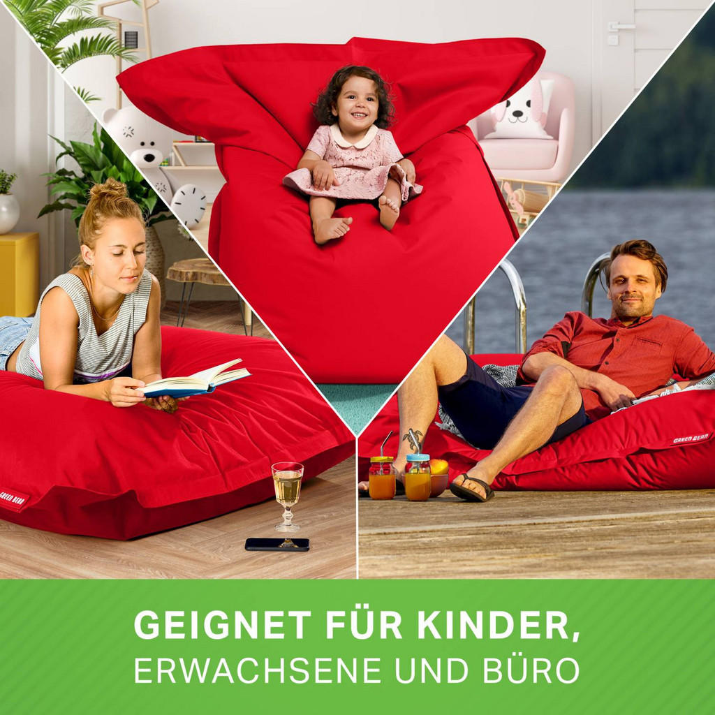 Thumbnail - Green Bean Sitzsack, Rot, Textil, Füllung: Styroporkugeln, Rechteckig, 120x25x160 cm, Hergestellt in Deutschland, Garten...