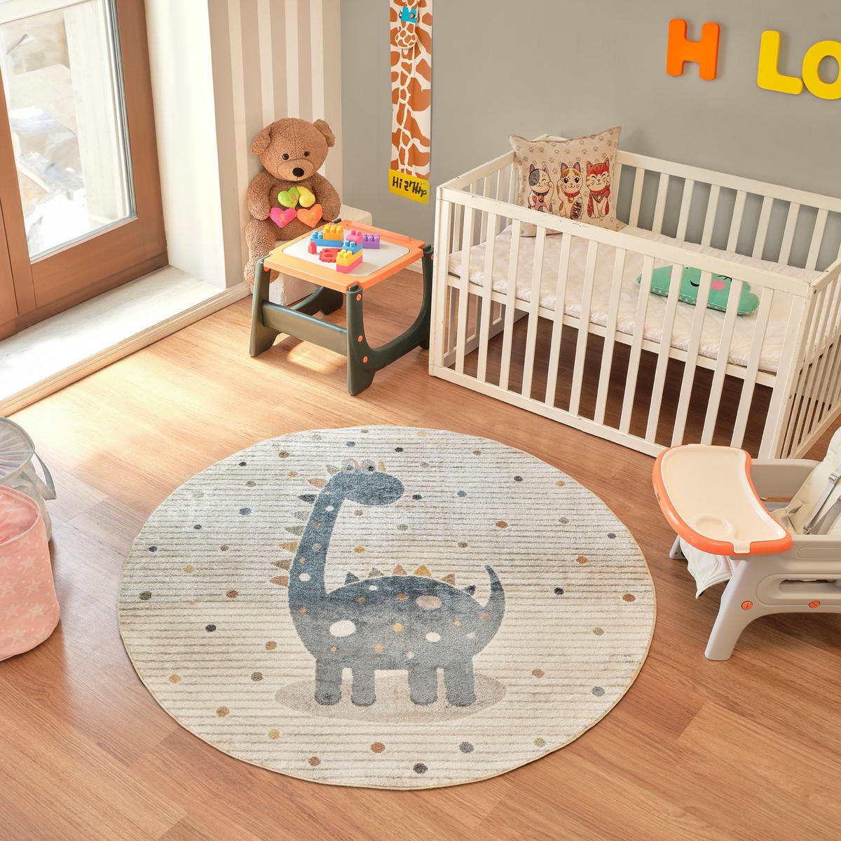 KINDERTEPPICH Maschinenwaschbar Rund Ø 160cm Beige - Beige, Textil (160/160cm) - LIVABLISS