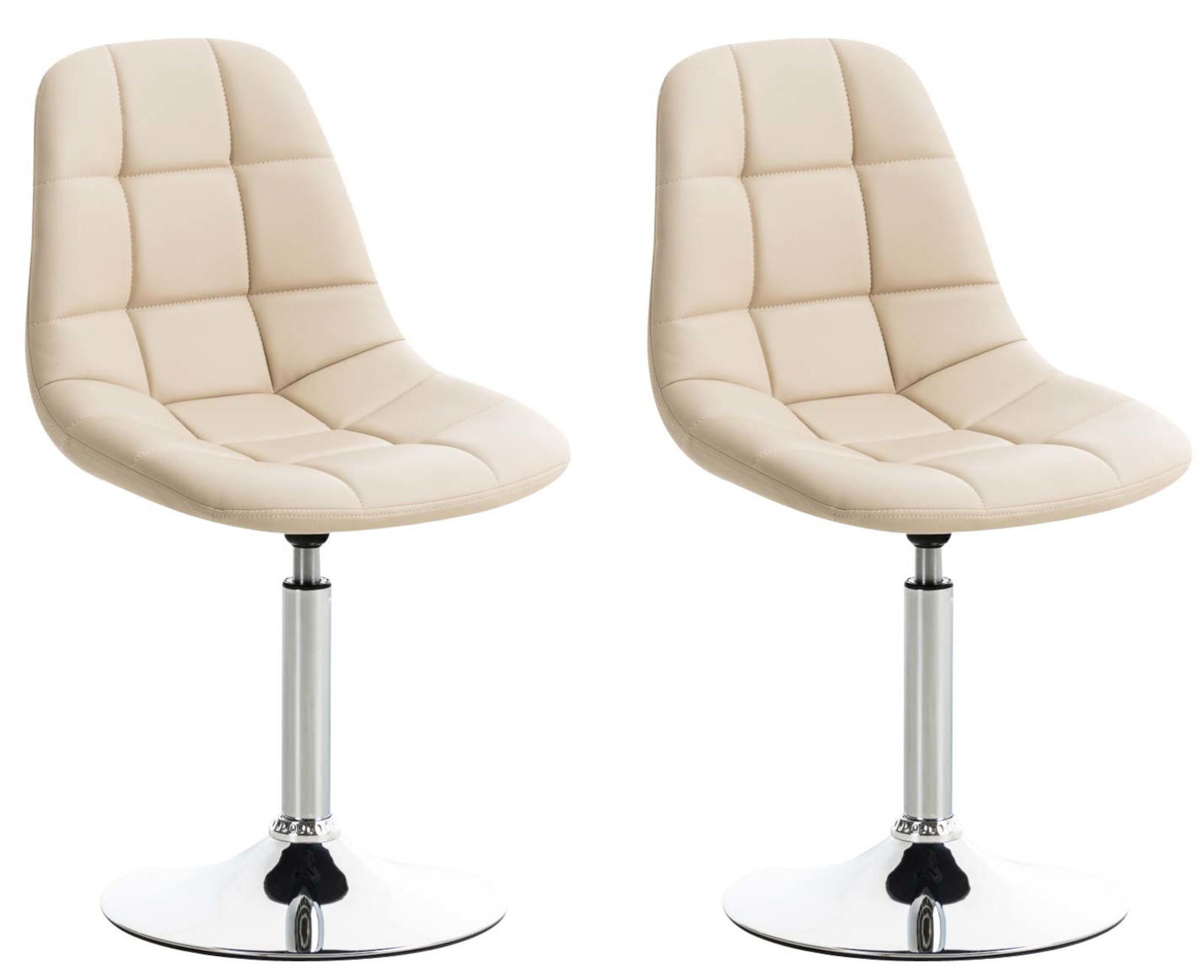 STUHL 2er Set Lederlook creme - Chromfarben/Creme, Textil/Metall (48/84/52cm) - CLP