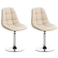 STUHL 2er Set Lederlook creme - Chromfarben/Creme, Textil/Metall (48/84/52cm) - CLP