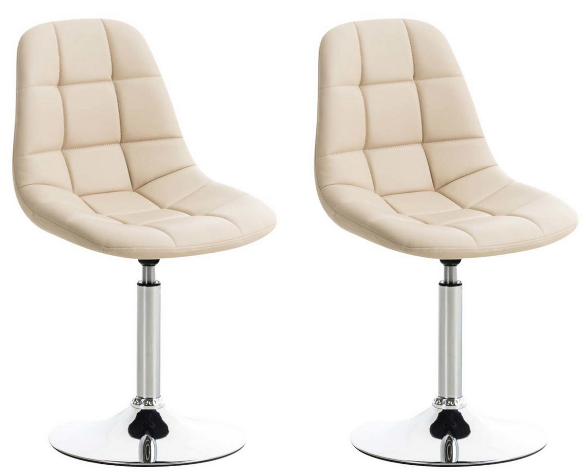 STUHL 2er Set Lederlook creme - Chromfarben/Creme, Textil/Metall (48/84/52cm) - CLP