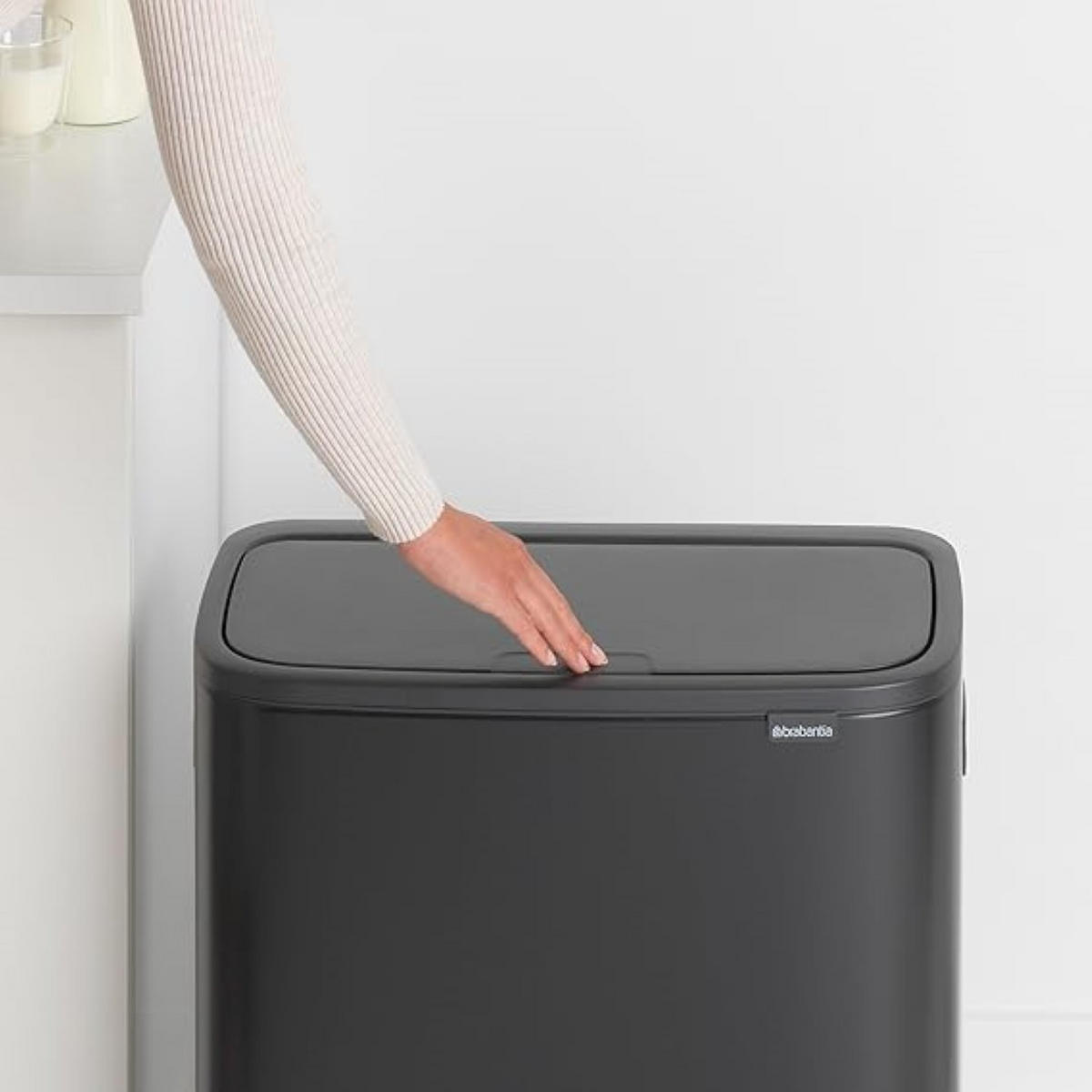 MÜLLEIMER Hochwertiger Mit Touch Öffnung 2 x 30 Liter 65,6 x 54,5 x 31 cm Schwarz - Schwarz, Metall (54.5/65.6/31cm) - PROREGAL