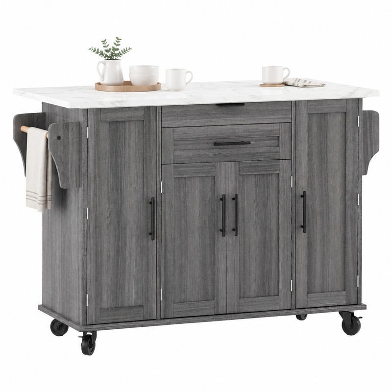 Beauniv Kücheninsel Grau 70x92x136 cm