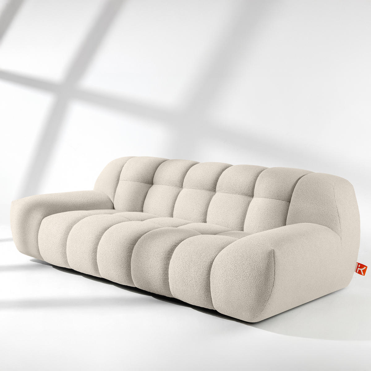 EINZELSOFA VENA Bouclé, Weiß - Weiß, Holz/Textil (225/72/105cm) - KONSIMO®