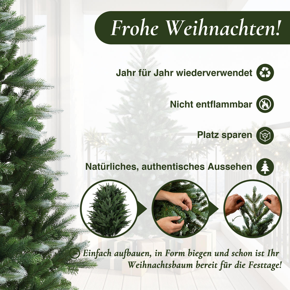 WEIHNACHTSBAUM 180 cm, Zweifarbig, 701 PE-/PVC-Spitzen - Grün, Kunststoff (180cm) - Hometopia