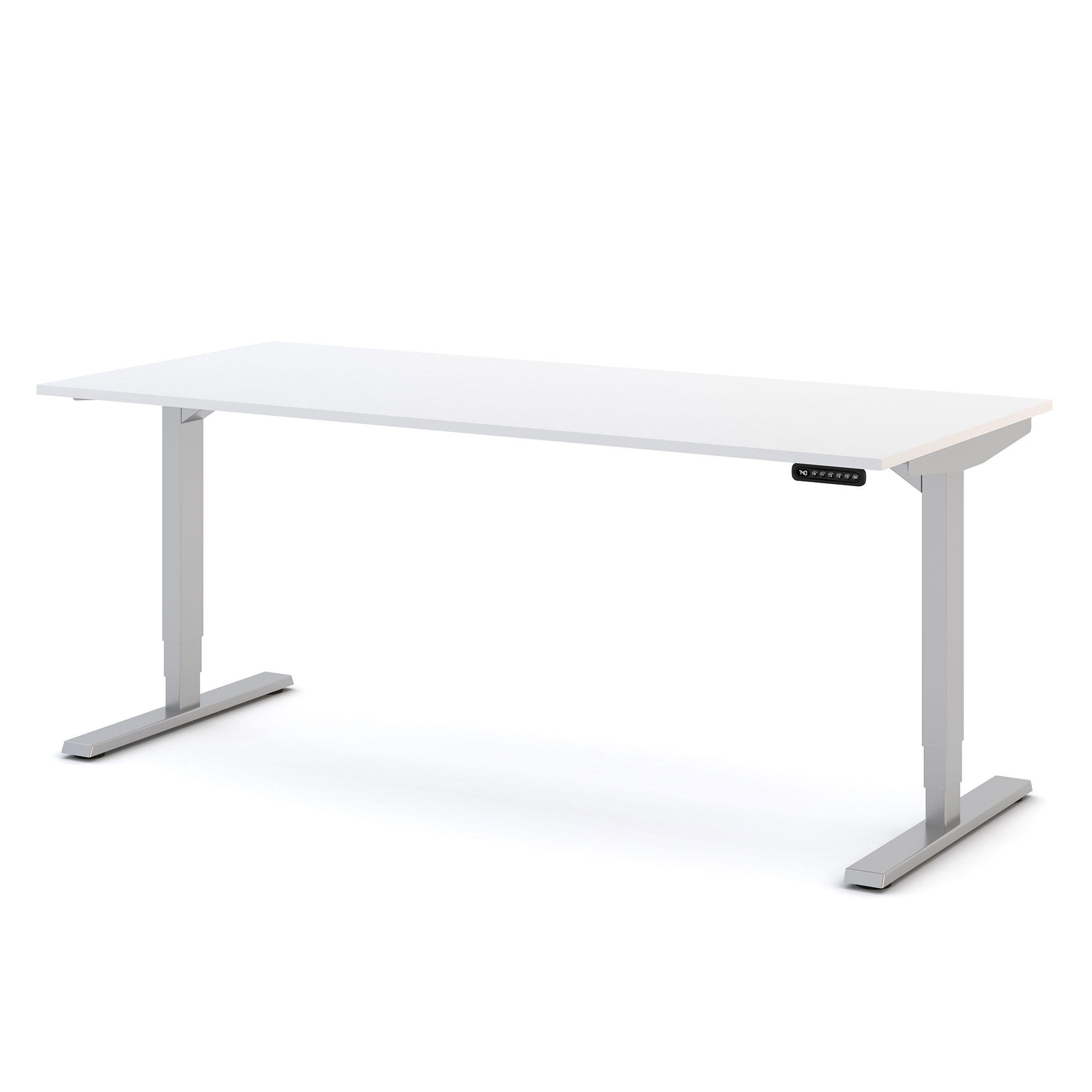 SCHREIBTISCH Elektrisch höhenverstellbarer Schreibtisch Y-Line Signalweiß Weißaluminium 180/80/62-127cm - Weiß Hochglanz/Silberfarben, Holzwerkstoff/Metall (80/180/127cm) - ASSMANN