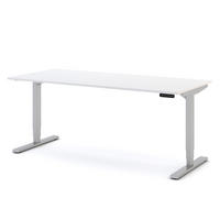 SCHREIBTISCH Elektrisch höhenverstellbarer Schreibtisch Y-Line Signalweiß Weißaluminium 180/80/62-127cm - Weiß Hochglanz/Silberfarben, Holzwerkstoff/Metall (80/180/127cm) - ASSMANN