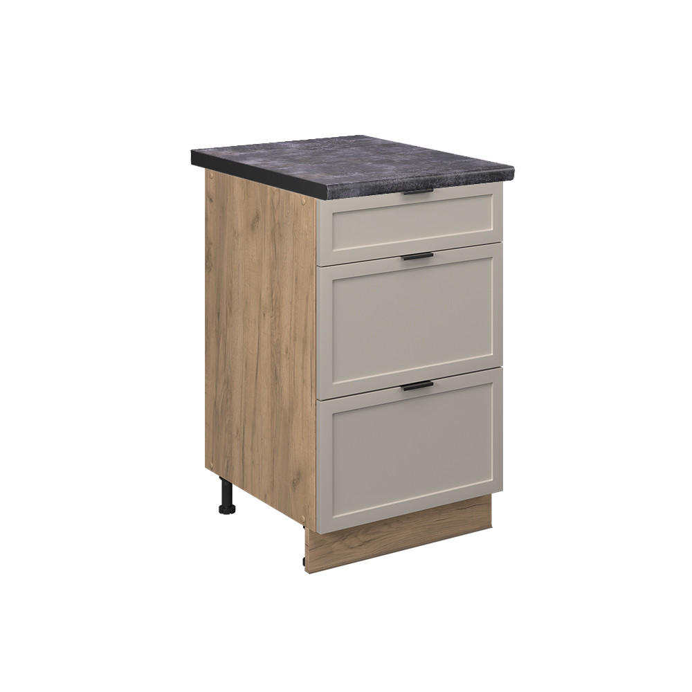 KÜCHENUNTERSCHRANK Fame-Line GrauBeige 50 cm, AP Anthrazit - Greige/Eiche Wotan, Holzwerkstoff (50/82/60cm) - Vicco