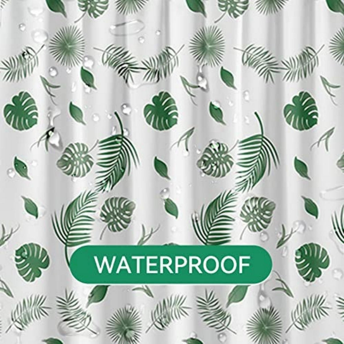 DUSCHVORHANG Weiß Blätter Grün wasserdicht schimmelresistent Badezimmer - Multicolor, Kunststoff (180/180cm) - MCBOSON