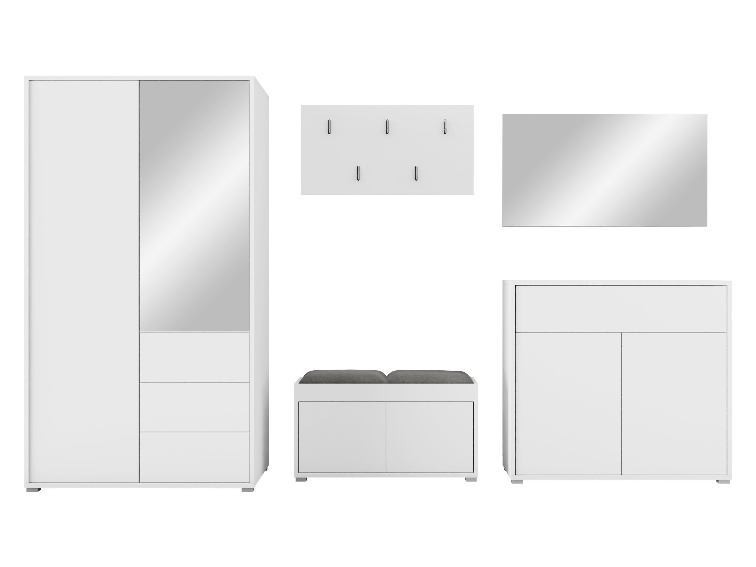 GARDEROBEN-SET Gesita V - Silberfarben/Weiß, Holzwerkstoff/Kunststoff (100/178/59cm) - MIRJAN24