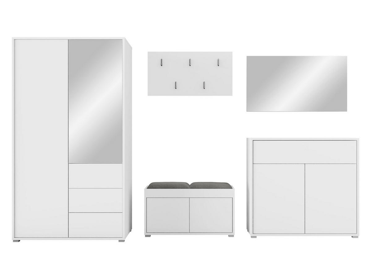 GARDEROBEN-SET Gesita V - Silberfarben/Weiß, Holzwerkstoff/Kunststoff (100/178/59cm) - MIRJAN24