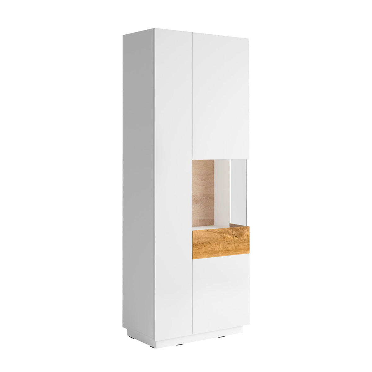 VITRÍNA Andrea Biela a drevo - biela, kompozitné drevo (80/207/40cm) - Petits-meubles