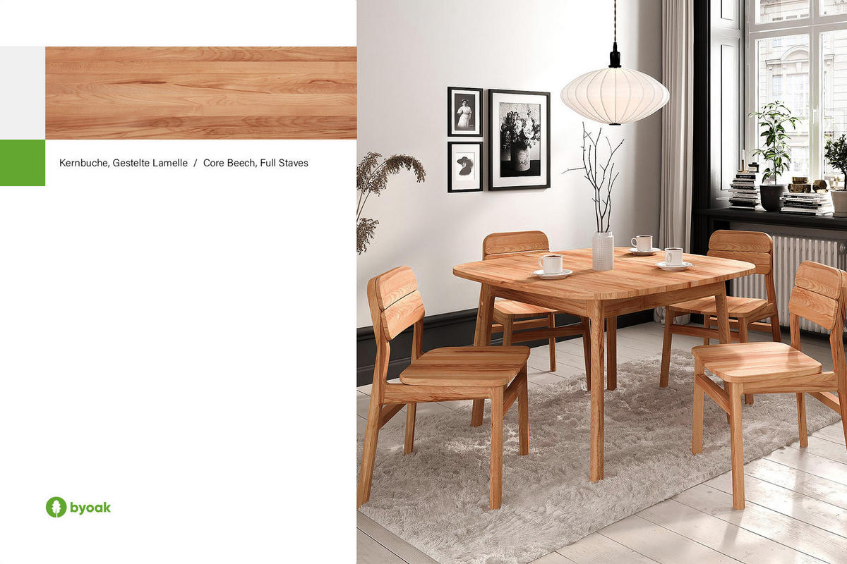 ESSTISCH PAUL 100 x 150 Kernbuche - Kernbuche, Holz (150/100/77cm) - byoak