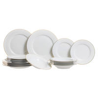 GESCHIRRSET18-TEILIG GESCHIRRSETWeiß / Gold - 18-teilig / 6 Personen - 6 Speiseteller, 6 SUPPENTELLER und 6 FRÜHSTÜCKTELLER - Weiß, Keramik (2/2/1cm) - Studio Tavola