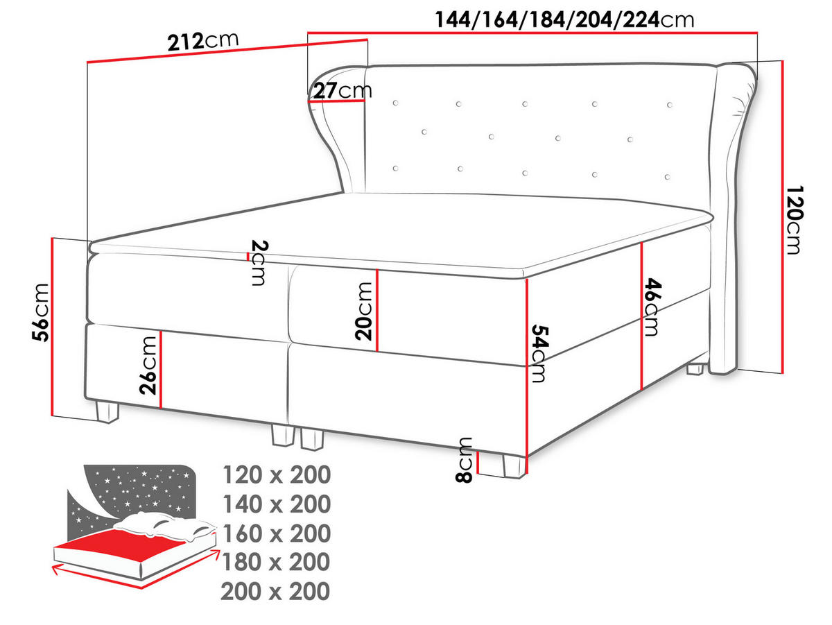 BOXBETT Bakarat - Blau, Holz (200/200cm) - MIRJAN24