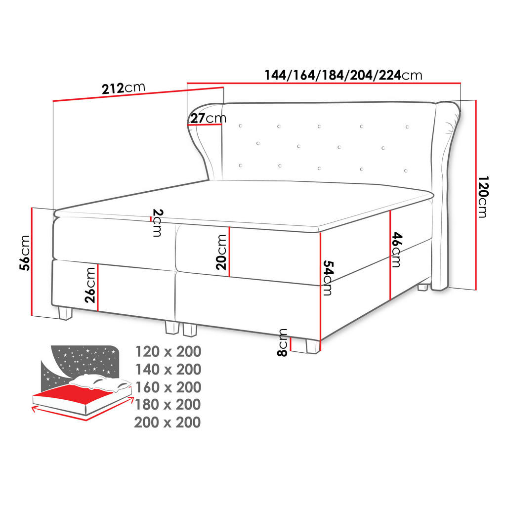 Thumbnail - Mirjan24 Boxbett, Grau, Holz, H3, 120x200 cm, Schlafzimmer, Betten, Boxspringbetten