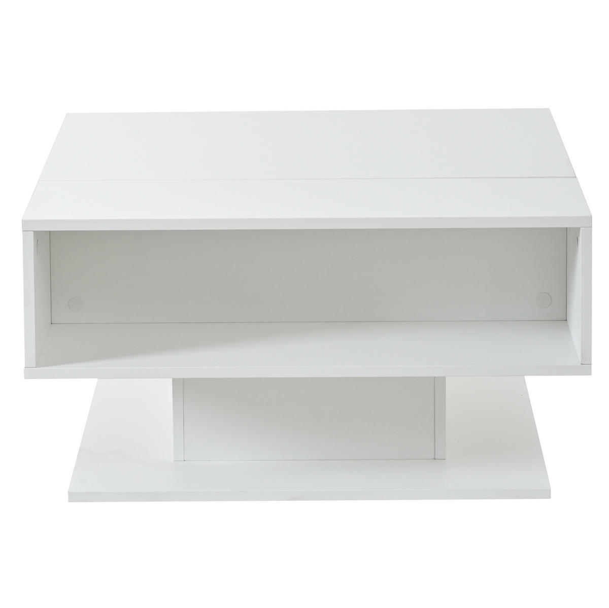 COUCHTISCH 80/75/40 cm mit höhenverstellbarer Tischplatte, LED-Beleuchtung und Stauraum, Weiß - Weiß, Holzwerkstoff (80/75/40cm) - Redom