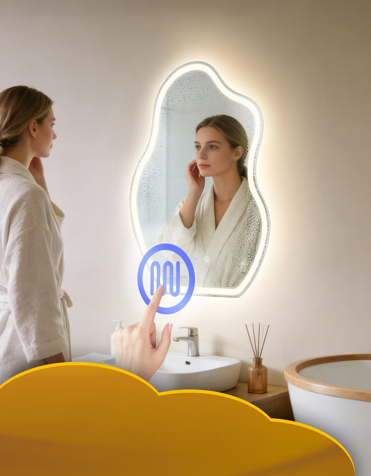 LED BADEZIMMERSPIEGEL 3.4/60/80cm - Weiß, Glas (3.4/80/60cm) - Nettlife