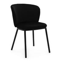STUHL BARI gepolsterter mit Steppung - schwarz - Samt Velour - Schwarz, Textil/Metall (54/81/57cm) - NEW HOME
