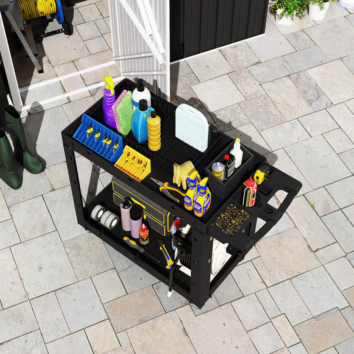 WERKZEUGWAGEN DE-09500 Schwarz - Schwarz, Kunststoff (43.5/84.5/102.6cm) - ComfortXL