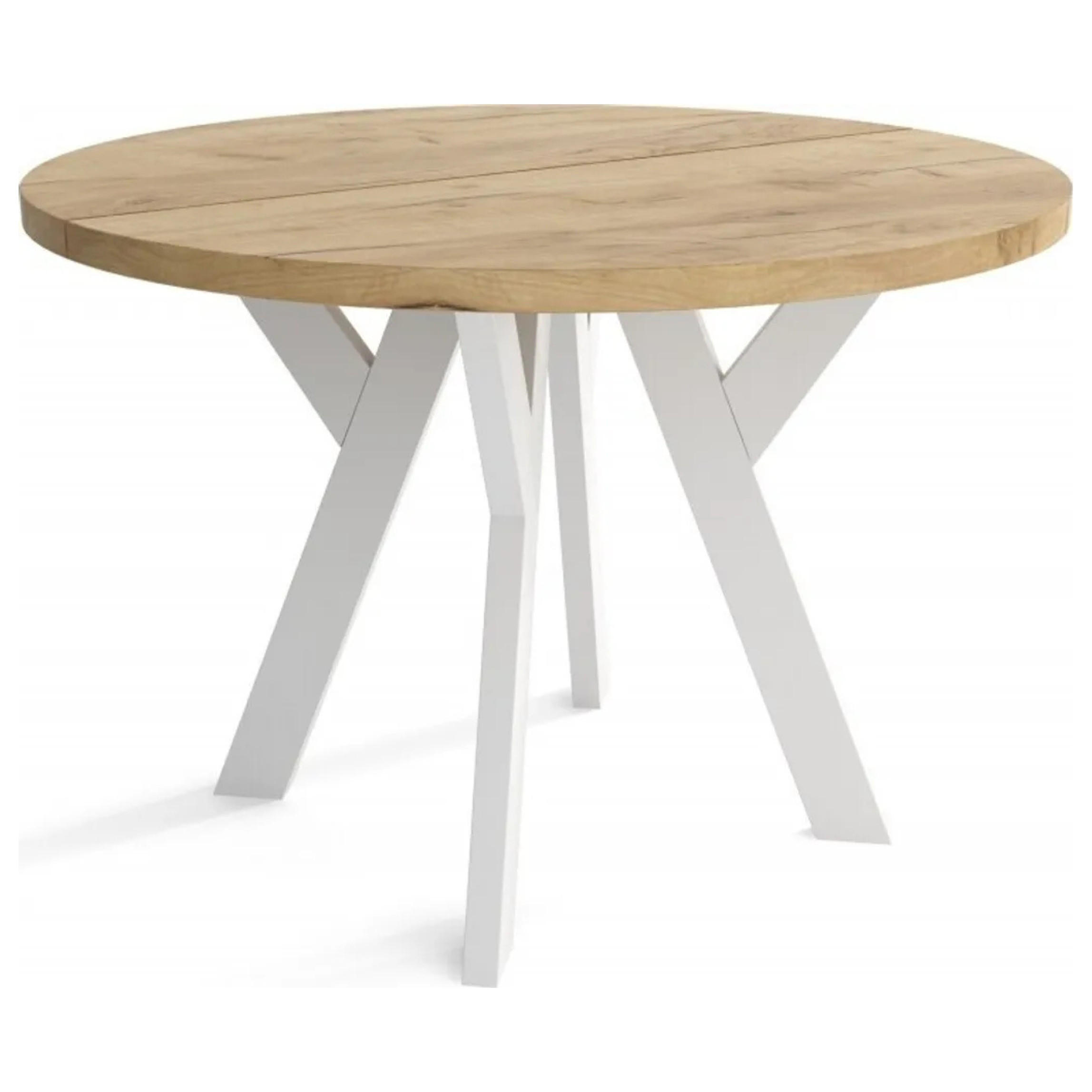 ESSZIMMERTISCH LOFT O, Tisch Durchmesser: 90 cm, Wohnzimmertisch Farbe: CRAFT, mit Holzbeinen in Farbe Weiß - Weiß/Braun, Holzwerkstoff (90/90/76cm) - Sepro Meble