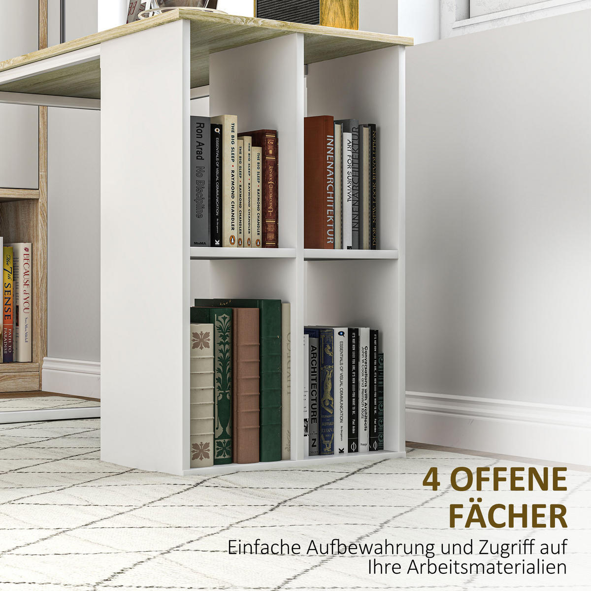 WRITING DESK Moderner Bürotisch mit Stahlgestell, 100 x 54 x 75 cm, Eiche - Naturfarben, Holz (54/100/75cm) - HOMCOM