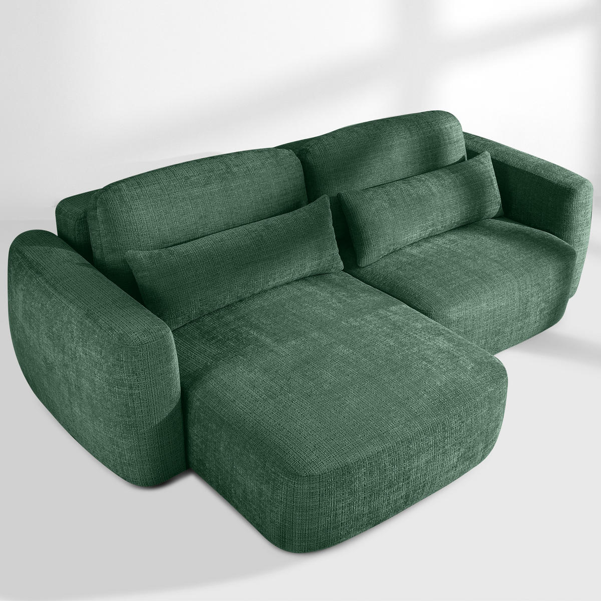ECKSOFA links ELOSA - Grün, Holz/Textil (245/165cm) - KONSIMO®