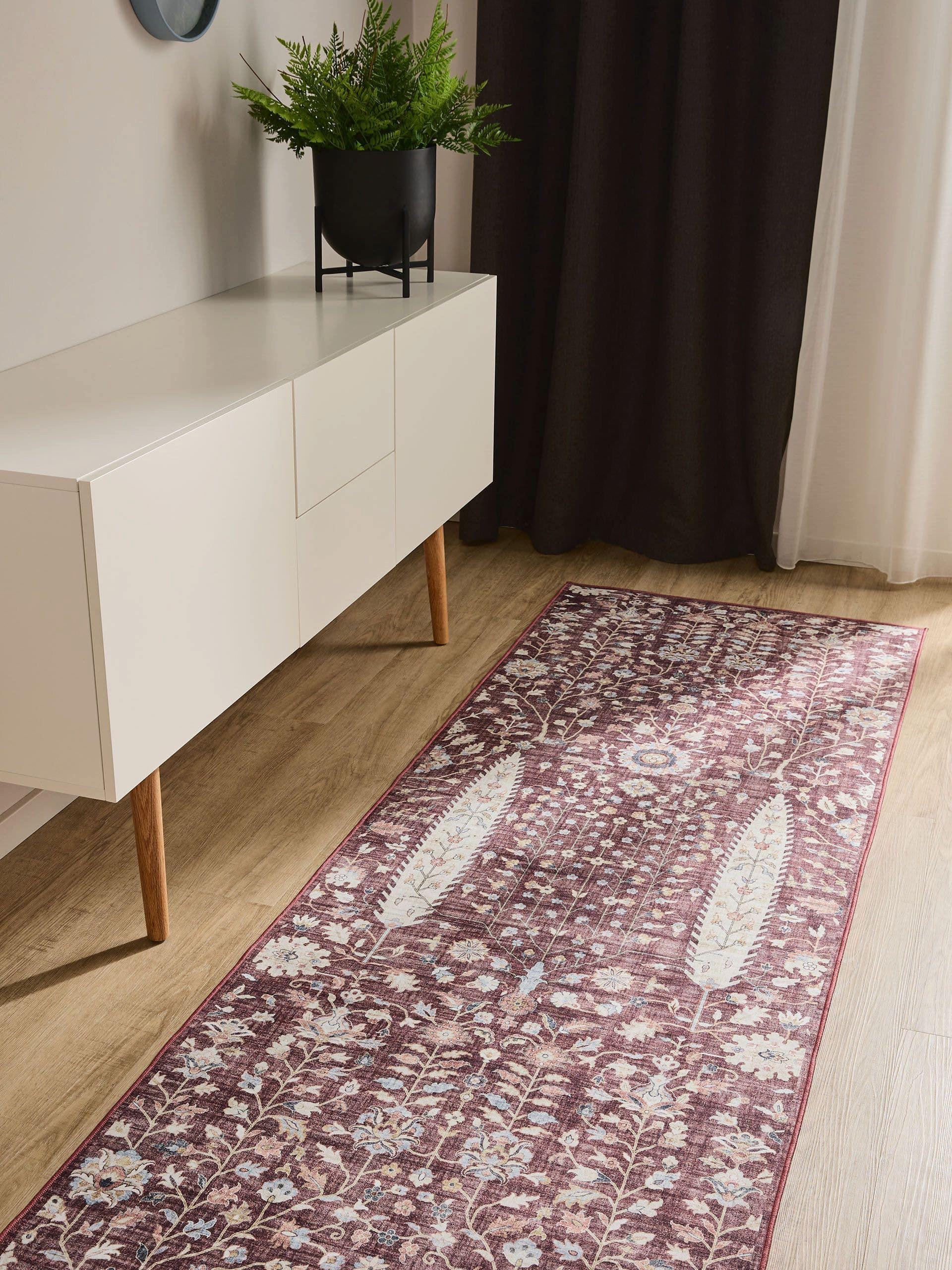 VINTAGE-LÄUFER George waschbar 80x240 cm - Bordeaux, Kunststoff (80/240cm) - benuta