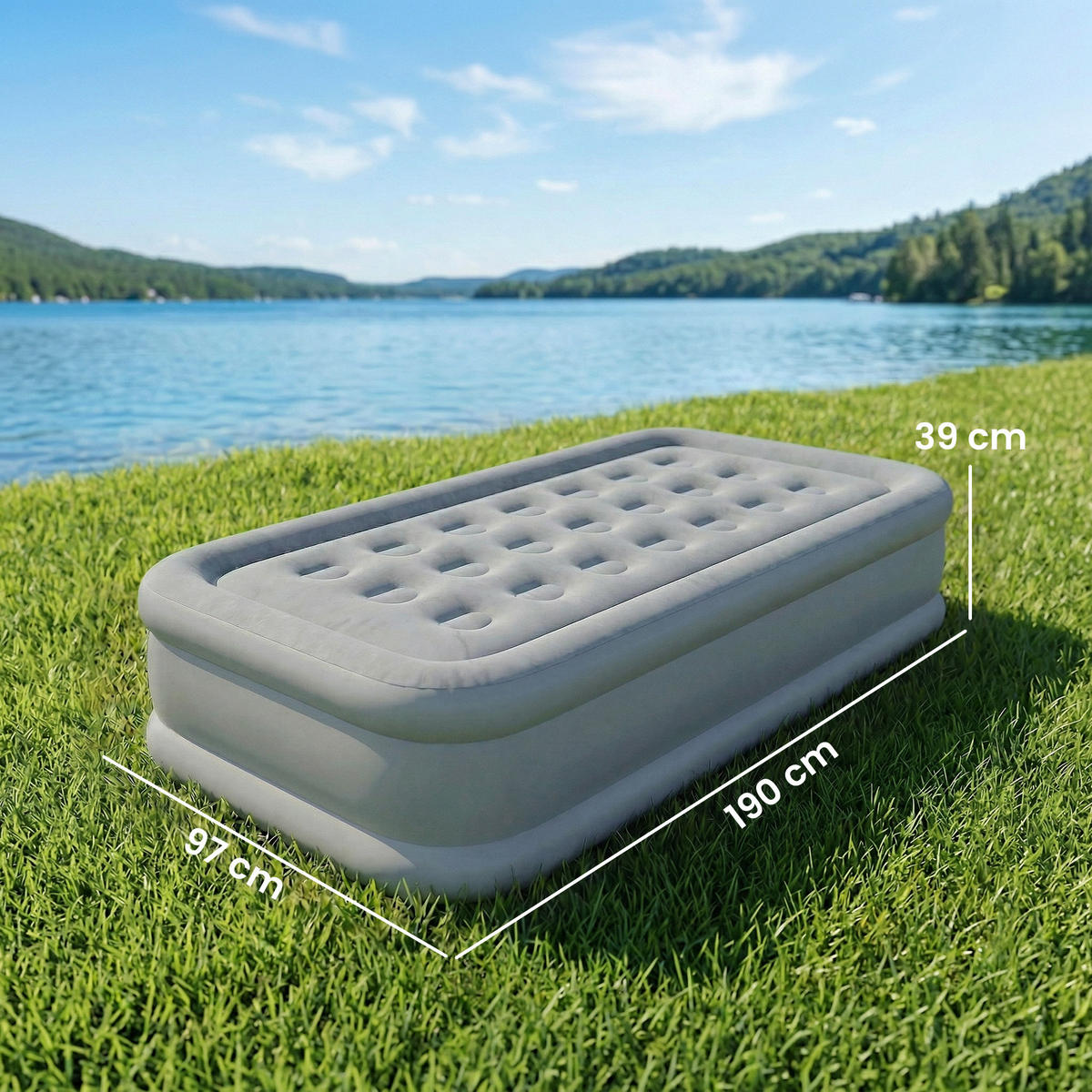 NAFUKOVACÍ MATRACE z plastu 190/97/39 cm šedá - šedá, plast (97/190cm) - Outsunny