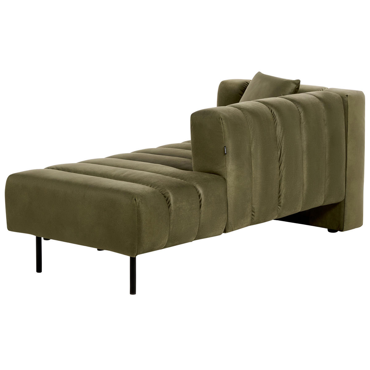 CHAISELONGUE Samtstoff olivgrün linksseitig Lannils - Schwarz/Grün, Textil (156/67/76cm) - Beliani