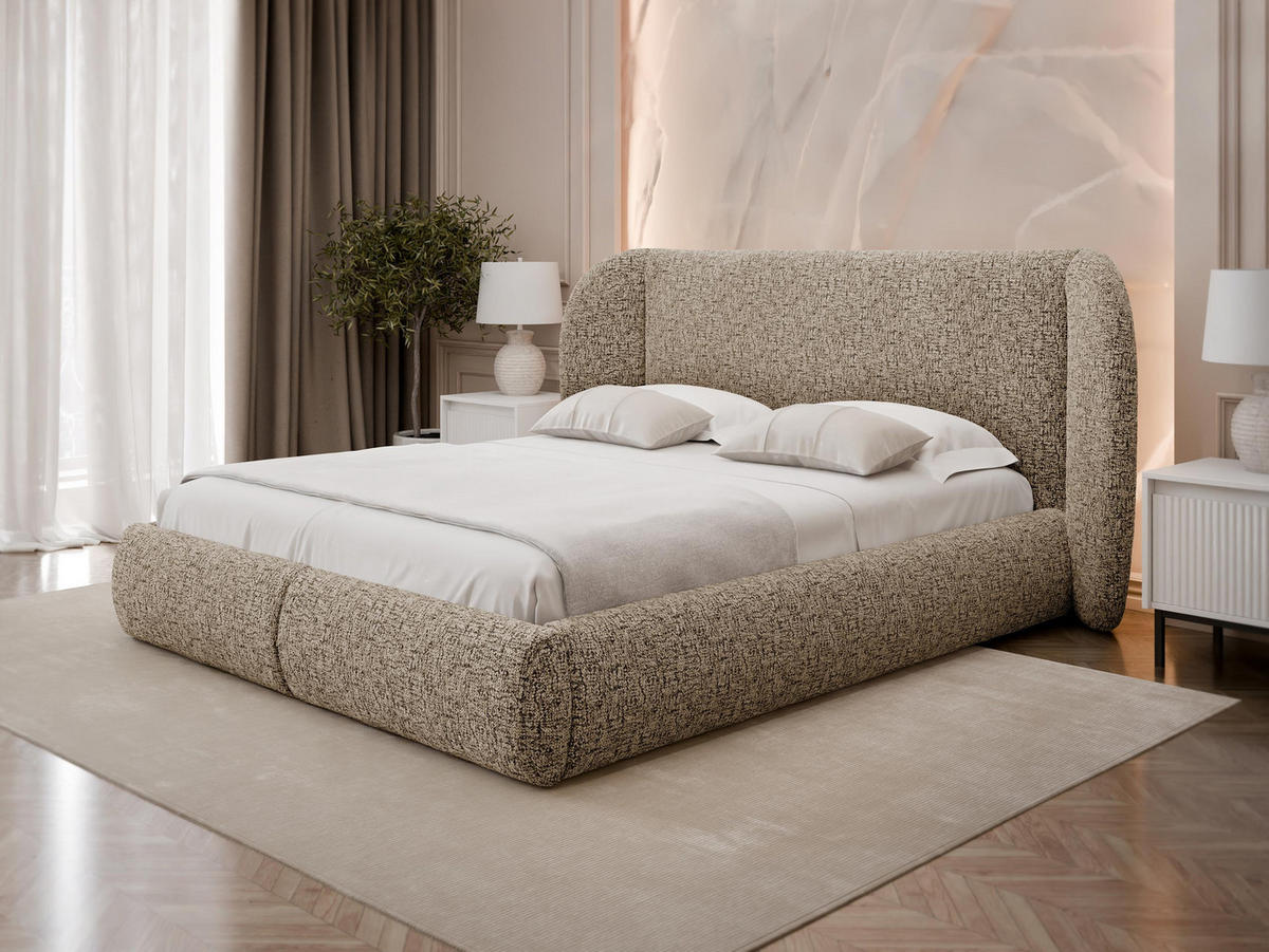 POLSTERBETT Jamika - Hellbraun, Holz/Textil (160/200cm) - MIRJAN24