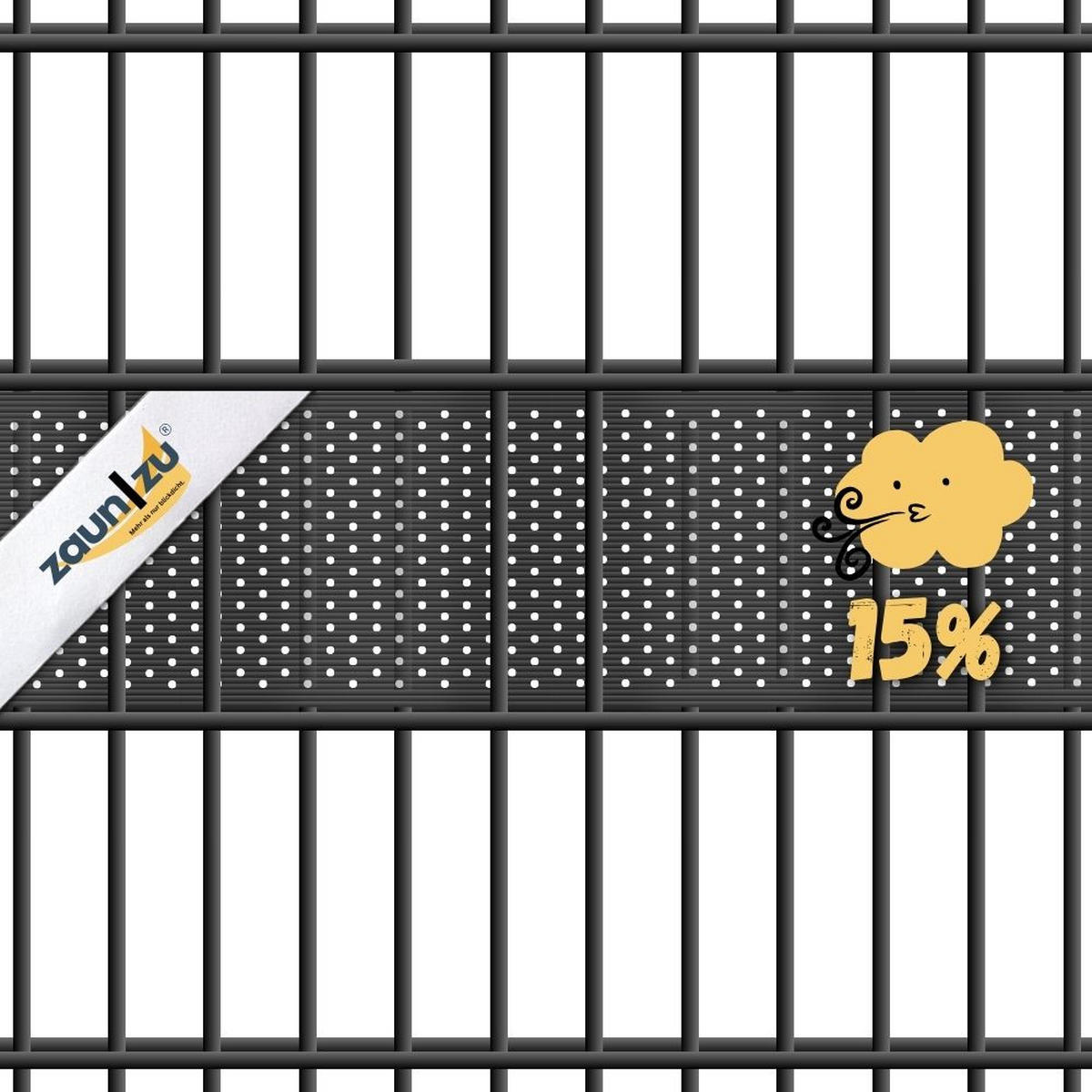 SICHTSCHUTZSTREIFEN Rille Gelocht 15 Prozent PP Streifen Tannengrün 2,55m - Dunkelgrün, Kunststoff (255/19cm) - ZAUN|ZU