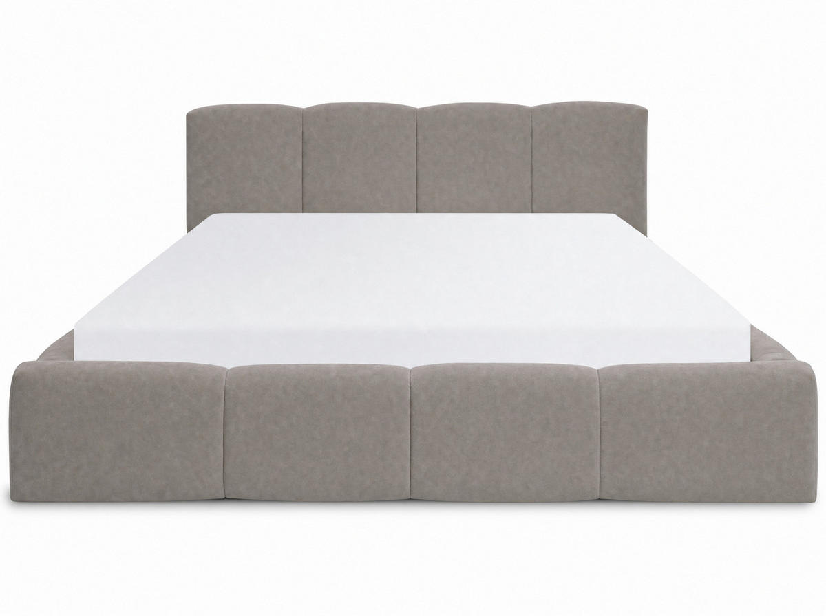POLSTERBETT Amore Taupe 180/200 cm Samt mit Bettkasten - Taupe, Textil/Metall (180/200cm) - wonello