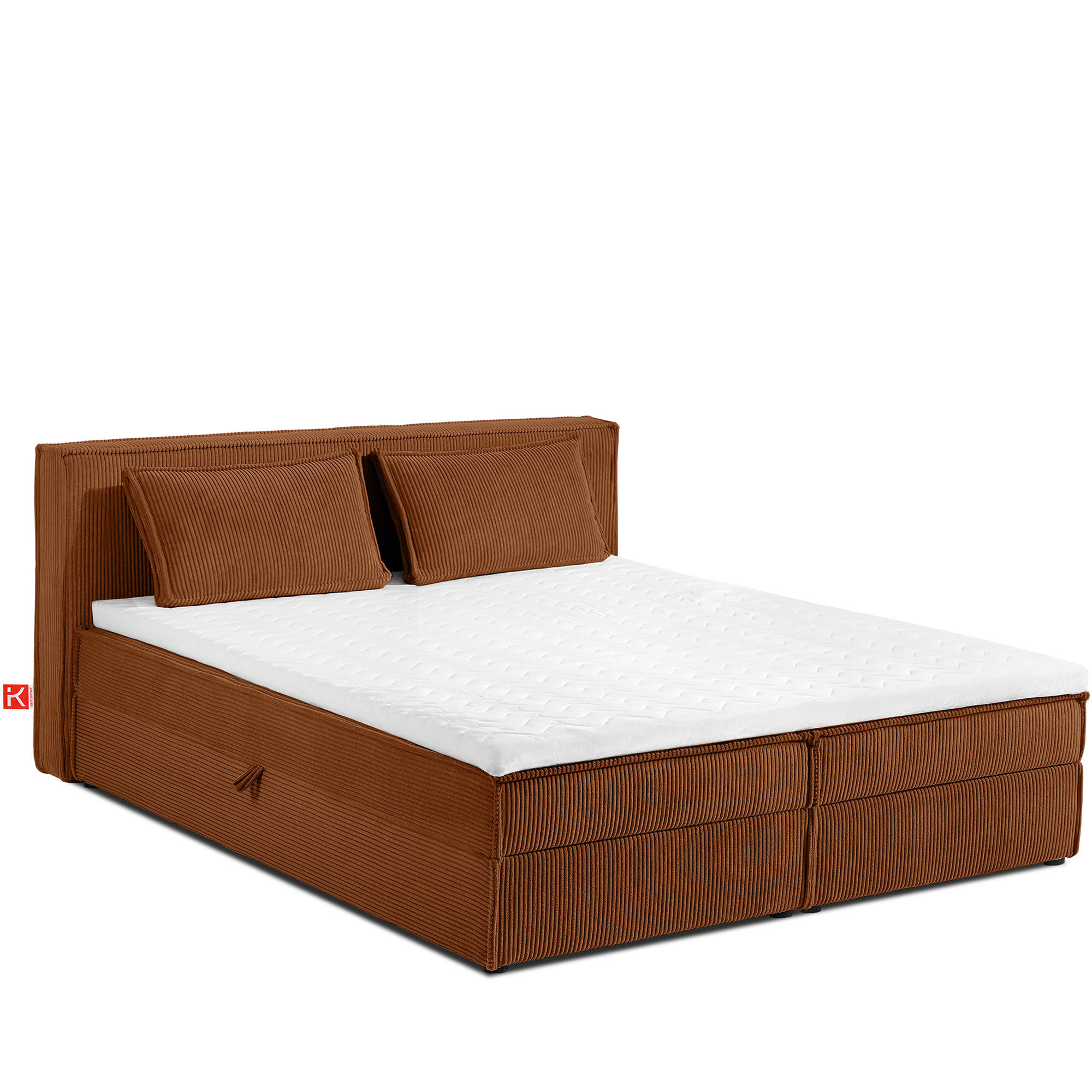 BOXSPRINGBETT ROTI mit Stauraum, orange - Schwarz/Orange, Holz/Holzwerkstoff (180/200cm) - KONSIMO®