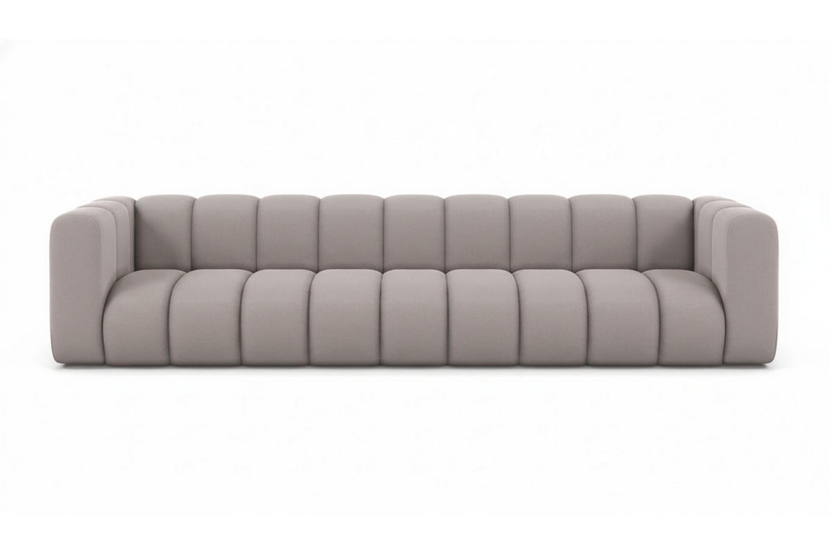 COUCH, Fünfsitzer-Sofa Grand, Veloursstoff Salvador, Grau - Grau, Holz (314/70/87cm) - Kaiser Möbel