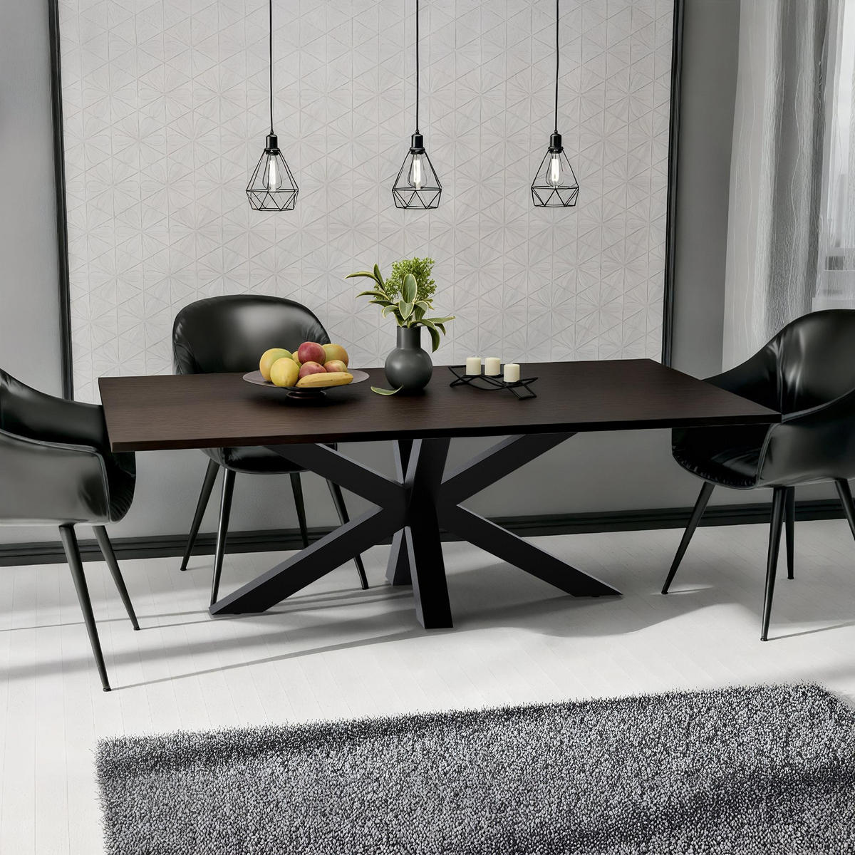 TISCHBEIN eckig 150/78/71 cm Metall Schwarz - Schwarz, Metall (150/71/78cm) - CLP