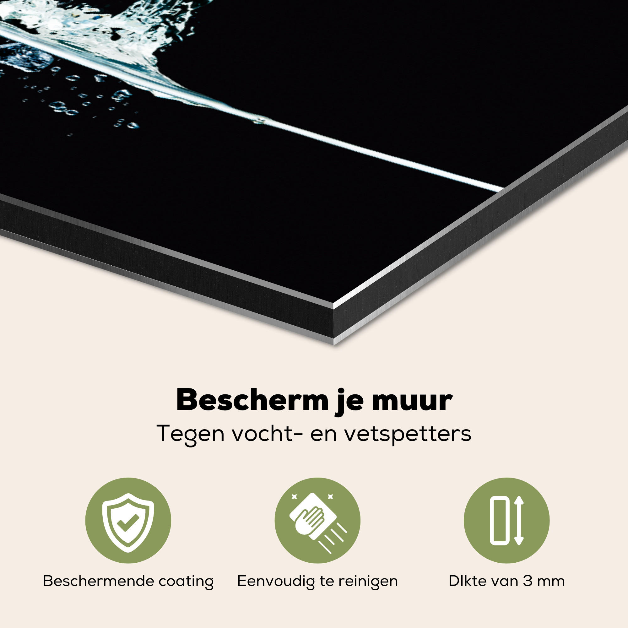 SPRITZSCHUTZ KÜCHE Wasser - Obst - Orange - Erdbeere - Kirsche - Schwarz 60x40 cm - Orange, Metall (60/0.3/40cm) - MuchoWow